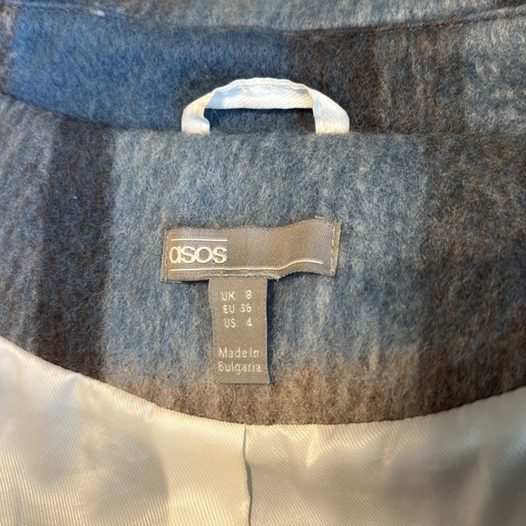 ASOS WHITE wool plaid coat with fringe, size 4 NWOT - Picture 13 of 14